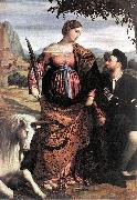 MORETTO da Brescia St Justina with the Unicorn sg oil painting artist